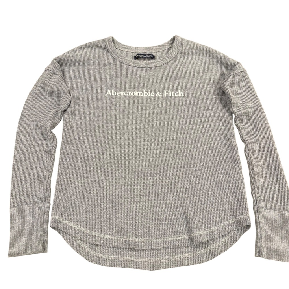 Y2K Abercrombie & Fitch Women XS Gray Waffle Knit Long Sleeve‎ Thermal Top Soft